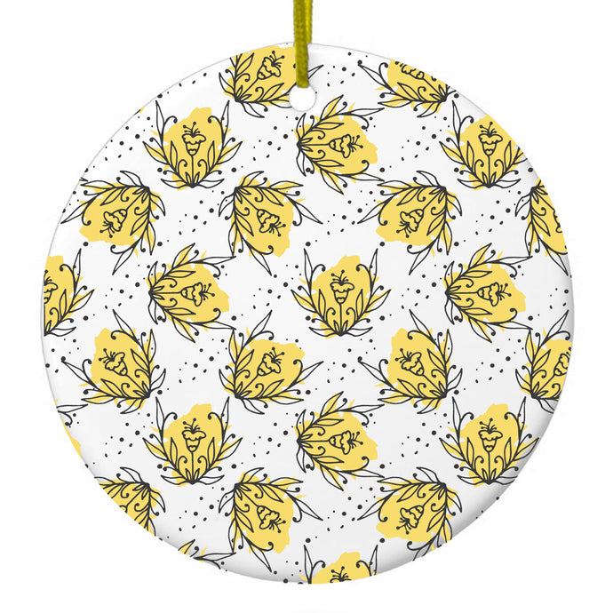 Wildflower Yellow Graffiti Ceramic Ornament
