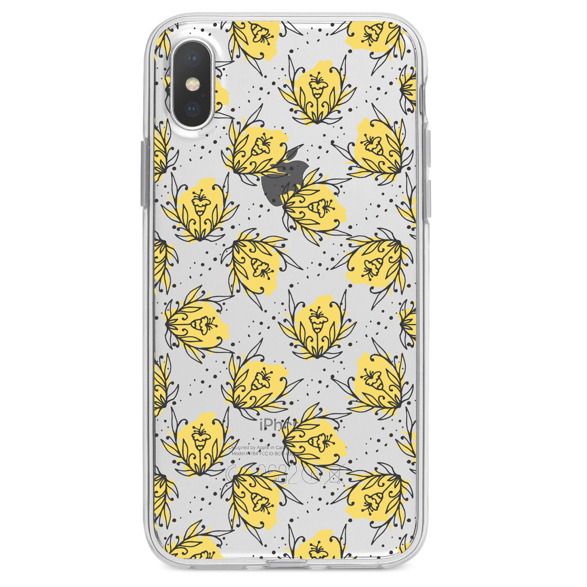 Wildflower Yellow Graffiti Clear Shockproof iPhone Case, view 2