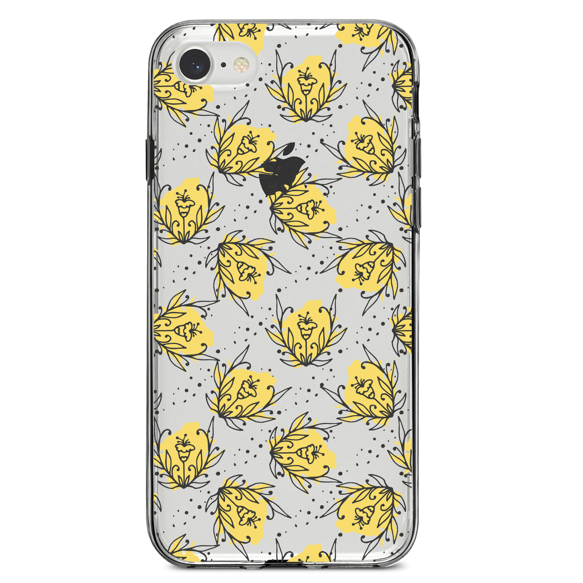 Wildflower Yellow Graffiti Clear Shockproof iPhone Case, view 5