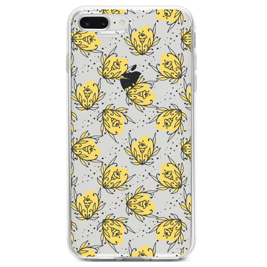 Wildflower Yellow Graffiti Clear Shockproof iPhone Case, view 6