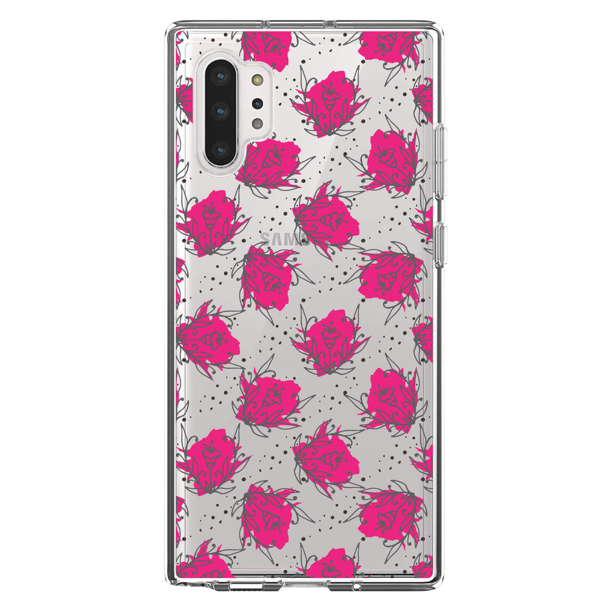 Wildflower Pink Graffiti Clear Shockproof iPhone Case, view 10