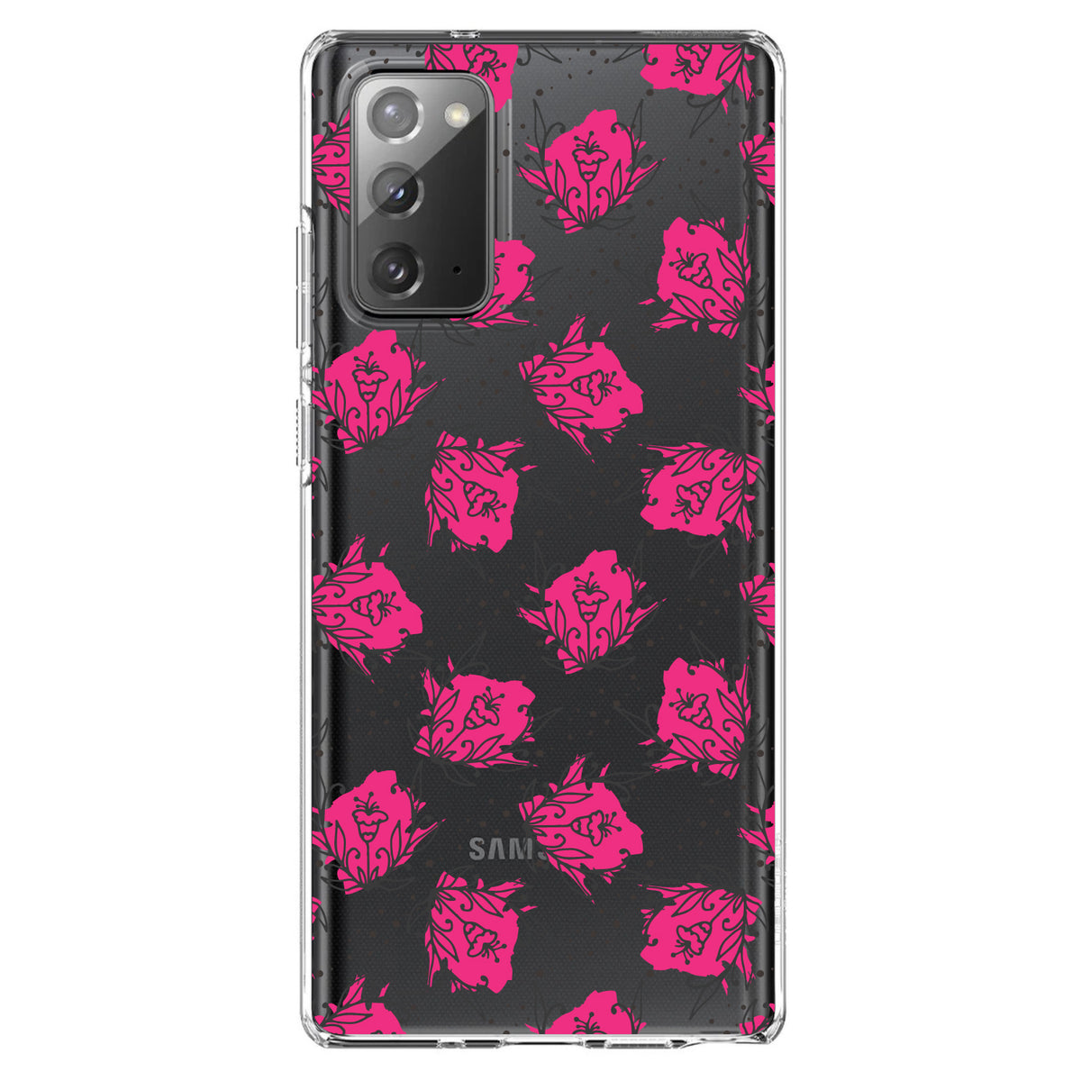 Wildflower Pink Graffiti Clear Shockproof iPhone Case, view 7