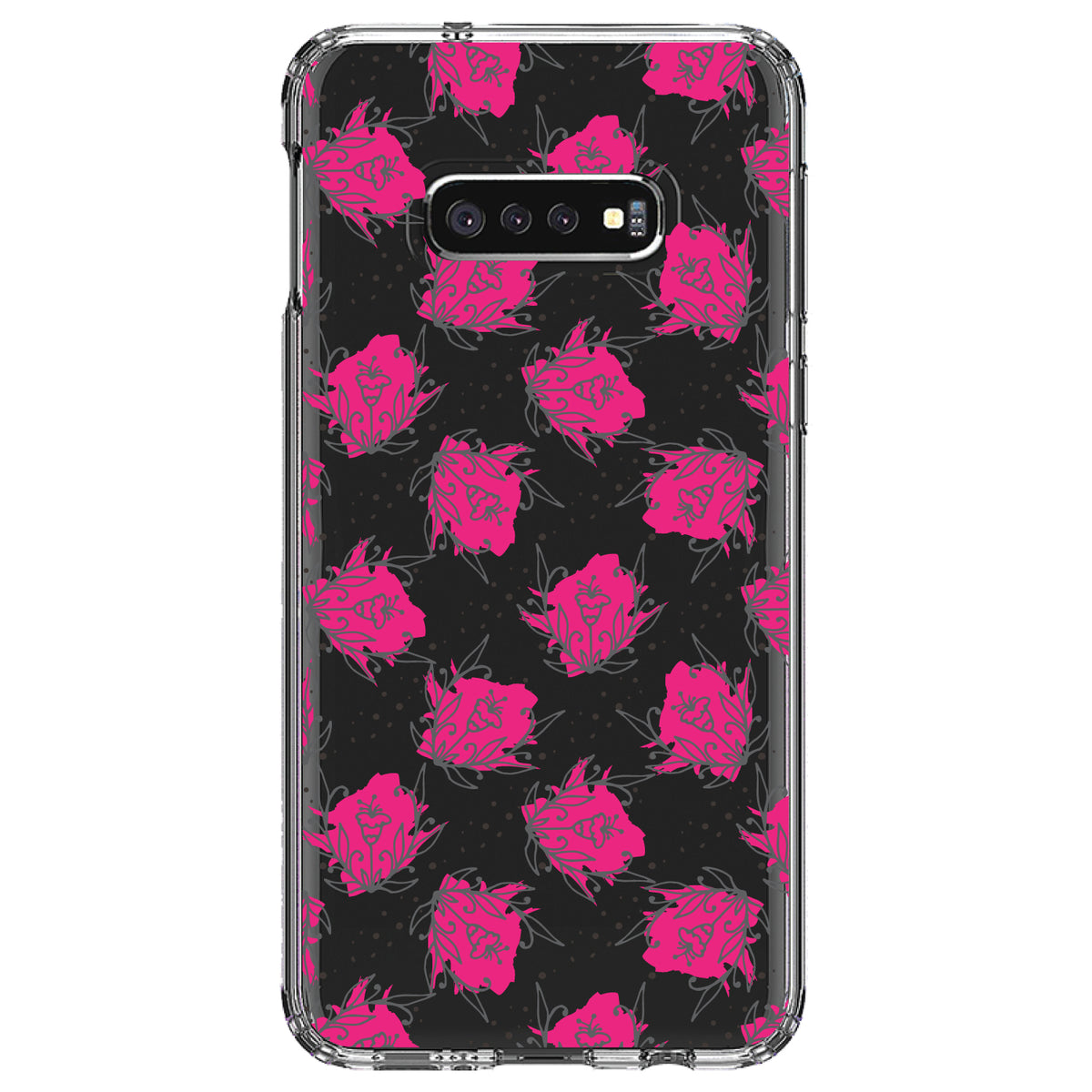 Wildflower Pink Graffiti Clear Shockproof iPhone Case, view 18