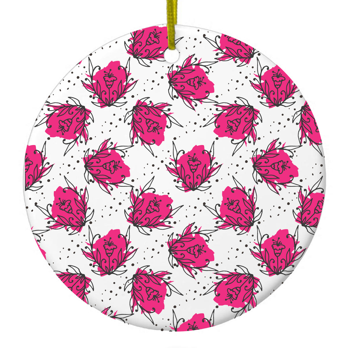 Wildflower Pink Graffiti Ceramic Ornament