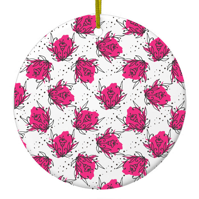 Wildflower Pink Graffiti Ceramic Ornament
