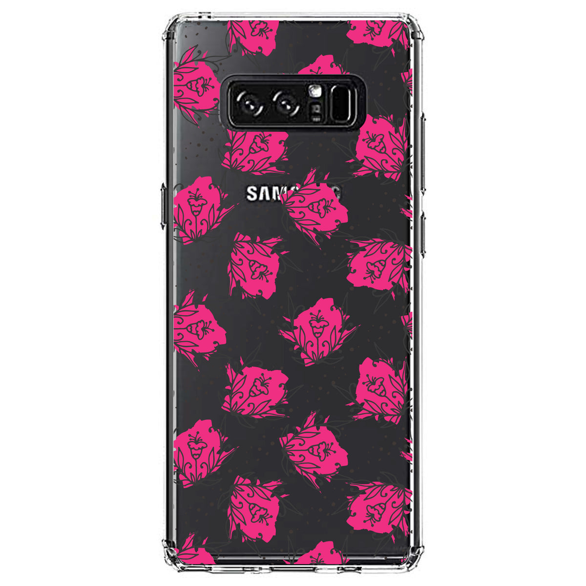 Wildflower Pink Graffiti Clear Shockproof iPhone Case, view 12