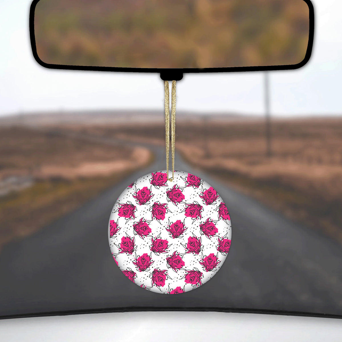 Wildflower Pink Graffiti Ceramic Ornament, view 3