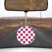 DistinctInk® Hanging Ceramic Christmas Tree Ornament with Gold String - Great Gift / Present - 2 3/4 inch Diameter - Wildflower Pink Graffiti