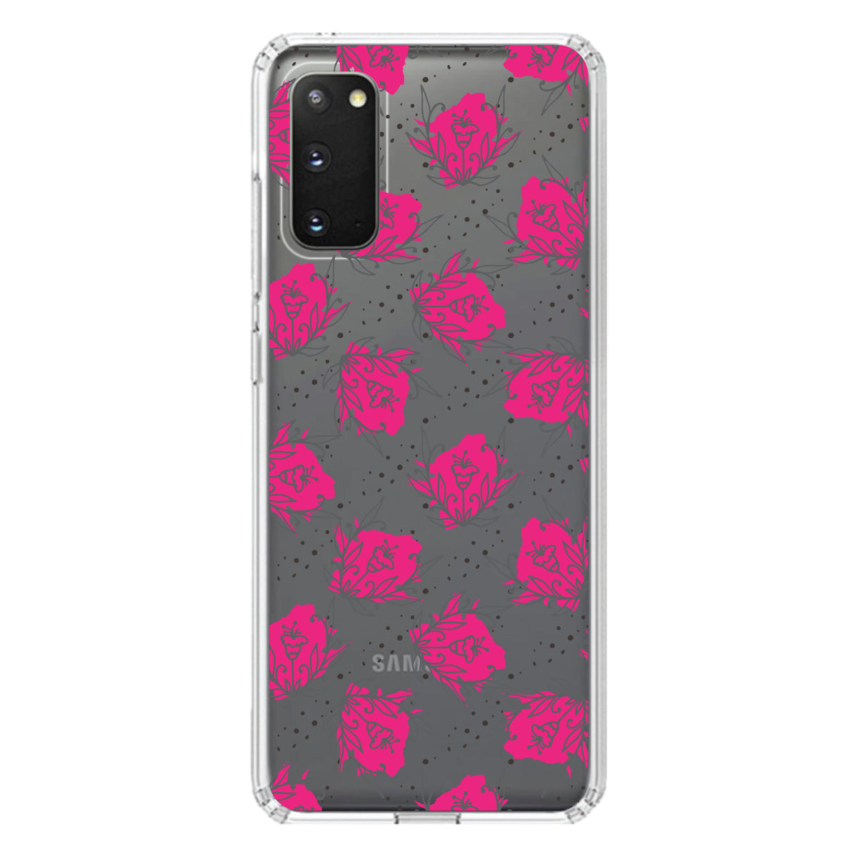 Wildflower Pink Graffiti Clear Shockproof iPhone Case, view 14