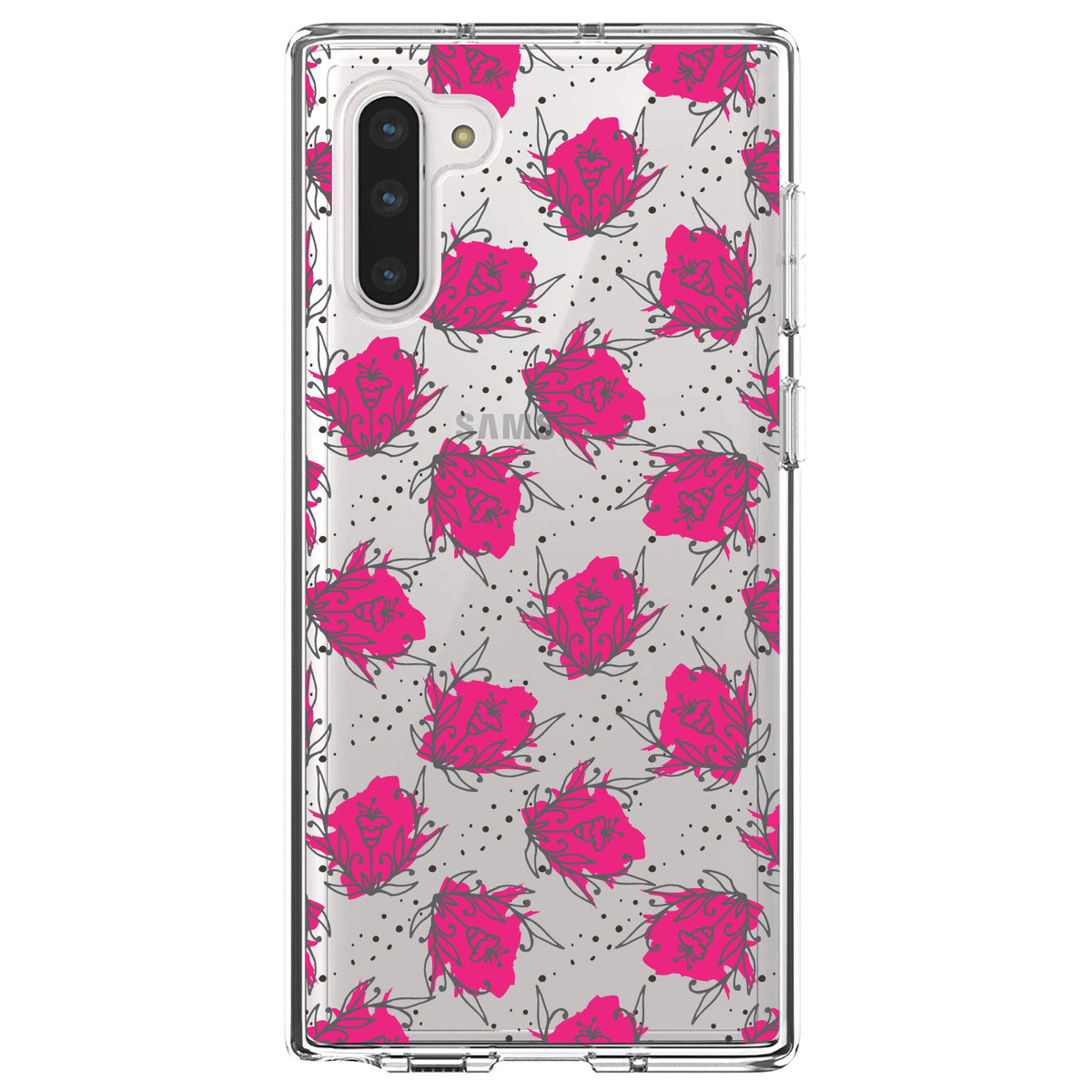Wildflower Pink Graffiti Clear Shockproof iPhone Case, view 9