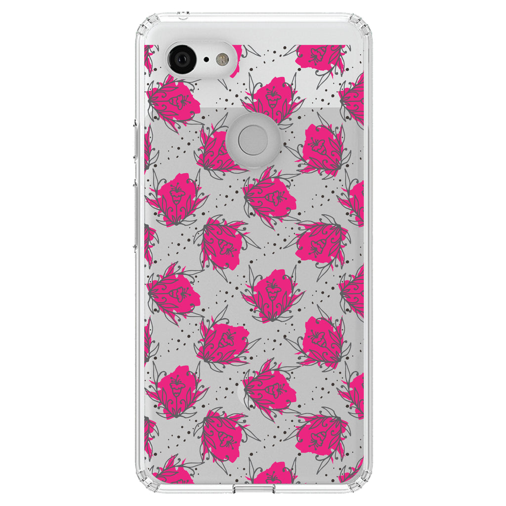 Wildflower Pink Graffiti Clear Shockproof iPhone Case, view 21