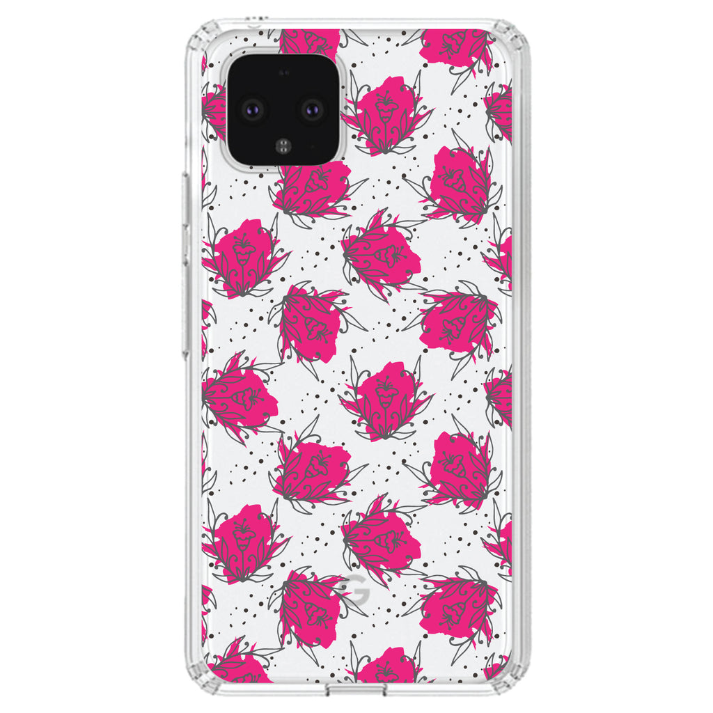 Wildflower Pink Graffiti Clear Shockproof iPhone Case, view 24