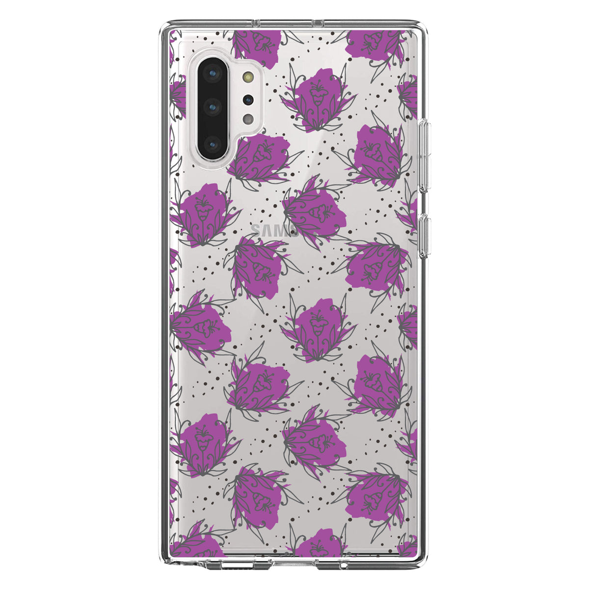 Wildflower Purple Graffiti Clear Shockproof iPhone Case, view 10