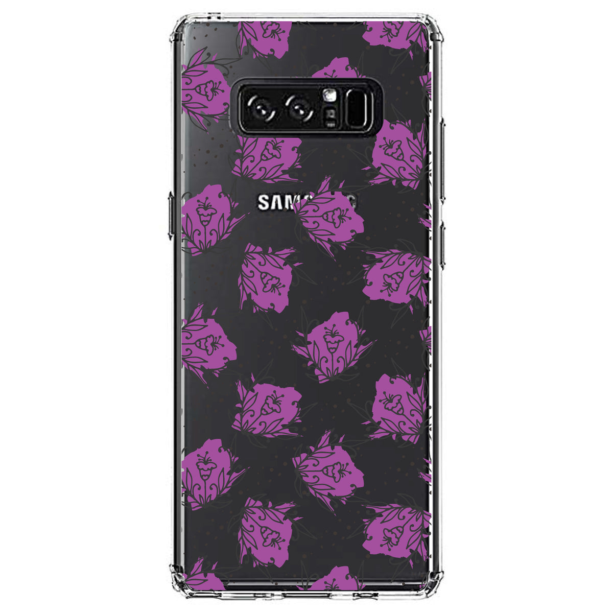 Wildflower Purple Graffiti Clear Shockproof iPhone Case, view 12