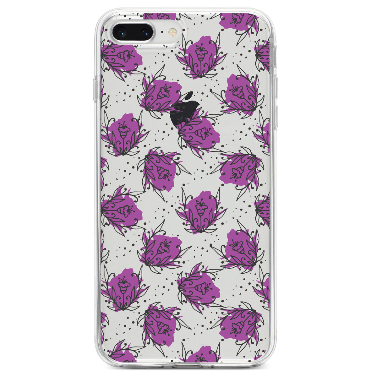 Wildflower Purple Graffiti Clear Shockproof iPhone Case, view 6