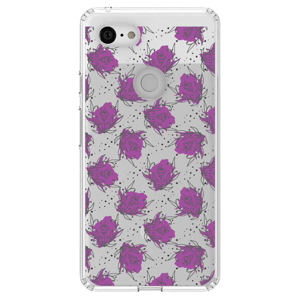 Wildflower Purple Graffiti Clear Shockproof iPhone Case, view 21
