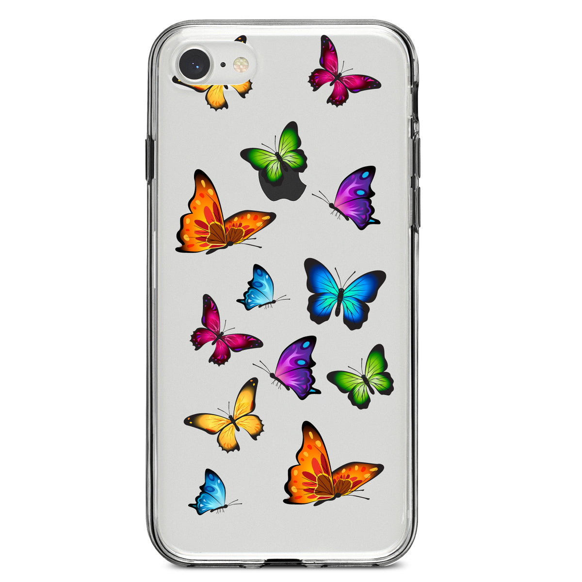 Rainbow Butterflies Butterfly Clear Shockproof iPhone Case, view 5