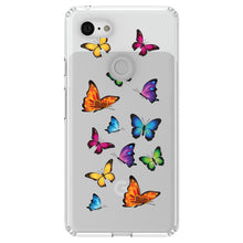 DistinctInk® Clear Shockproof Hybrid Case for Apple iPhone / Samsung Galaxy / Google Pixel - Rainbow Butterflies Butterfly