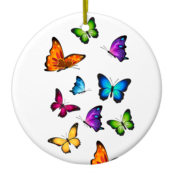 Rainbow Butterflies Butterfly Ceramic Ornament
