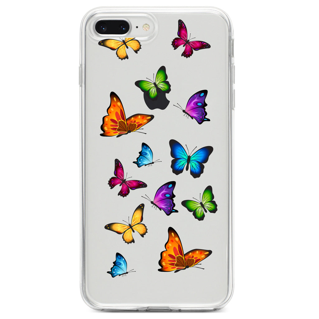Rainbow Butterflies Butterfly Clear Shockproof iPhone Case, view 6