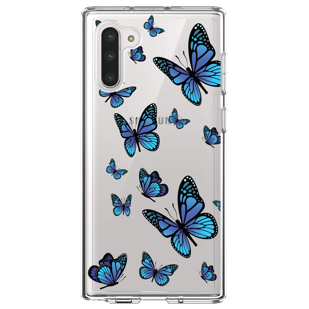 Blue Butterflies Butterfly Clear Shockproof iPhone Case, view 9