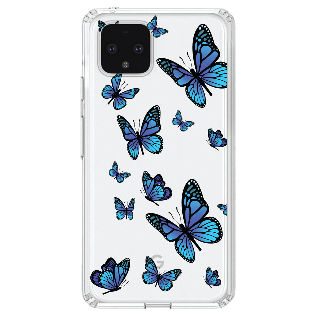 Blue Butterflies Butterfly Clear Shockproof iPhone Case, view 24