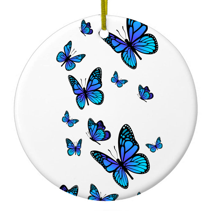 Blue Butterflies Butterfly Ceramic Ornament