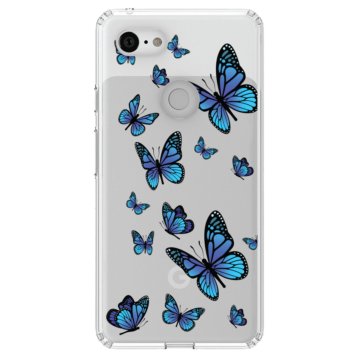 Blue Butterflies Butterfly Clear Shockproof iPhone Case, view 21