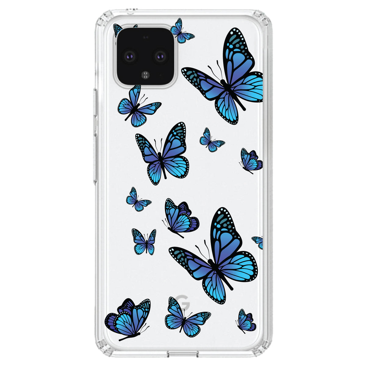Blue Butterflies Butterfly Clear Shockproof iPhone Case, view 23