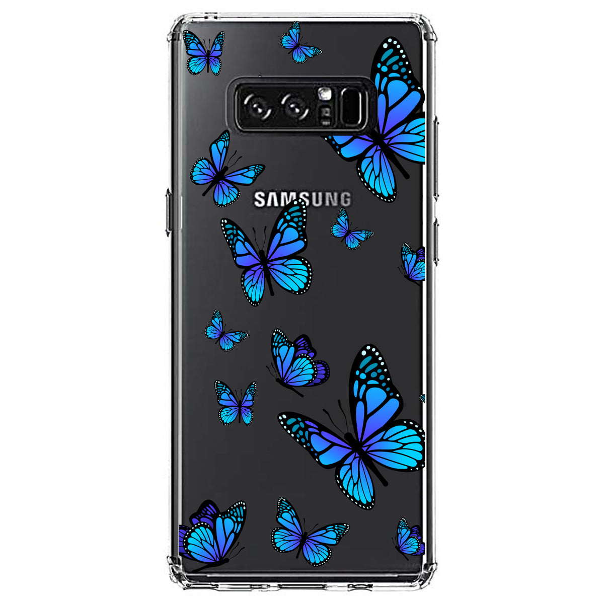 Blue Butterflies Butterfly Clear Shockproof iPhone Case, view 12