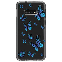 DistinctInk® Clear Shockproof Hybrid Case for Apple iPhone / Samsung Galaxy / Google Pixel - Blue Butterflies Butterfly