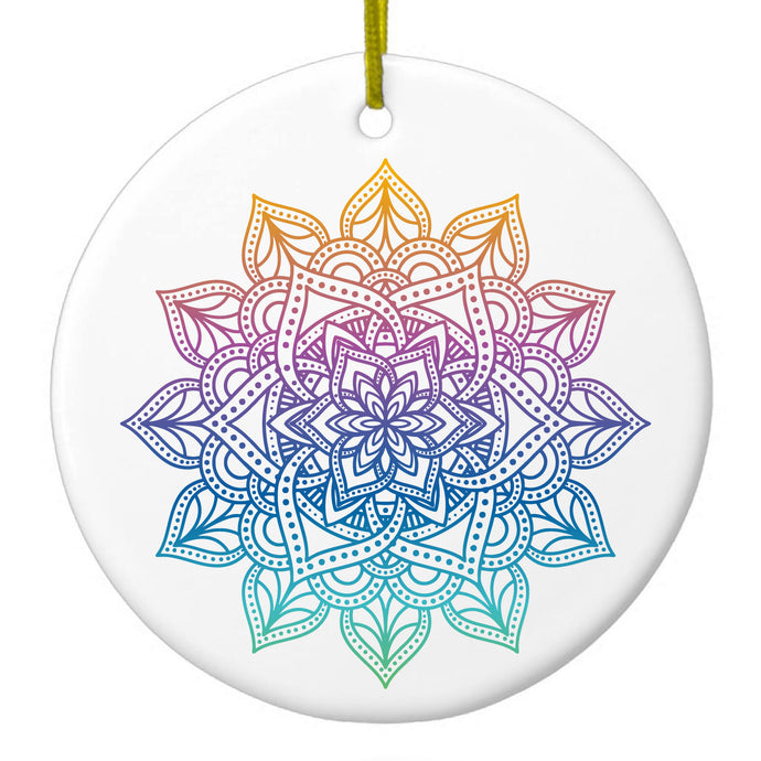 Rainbow Gradient Mandala Ceramic Ornament