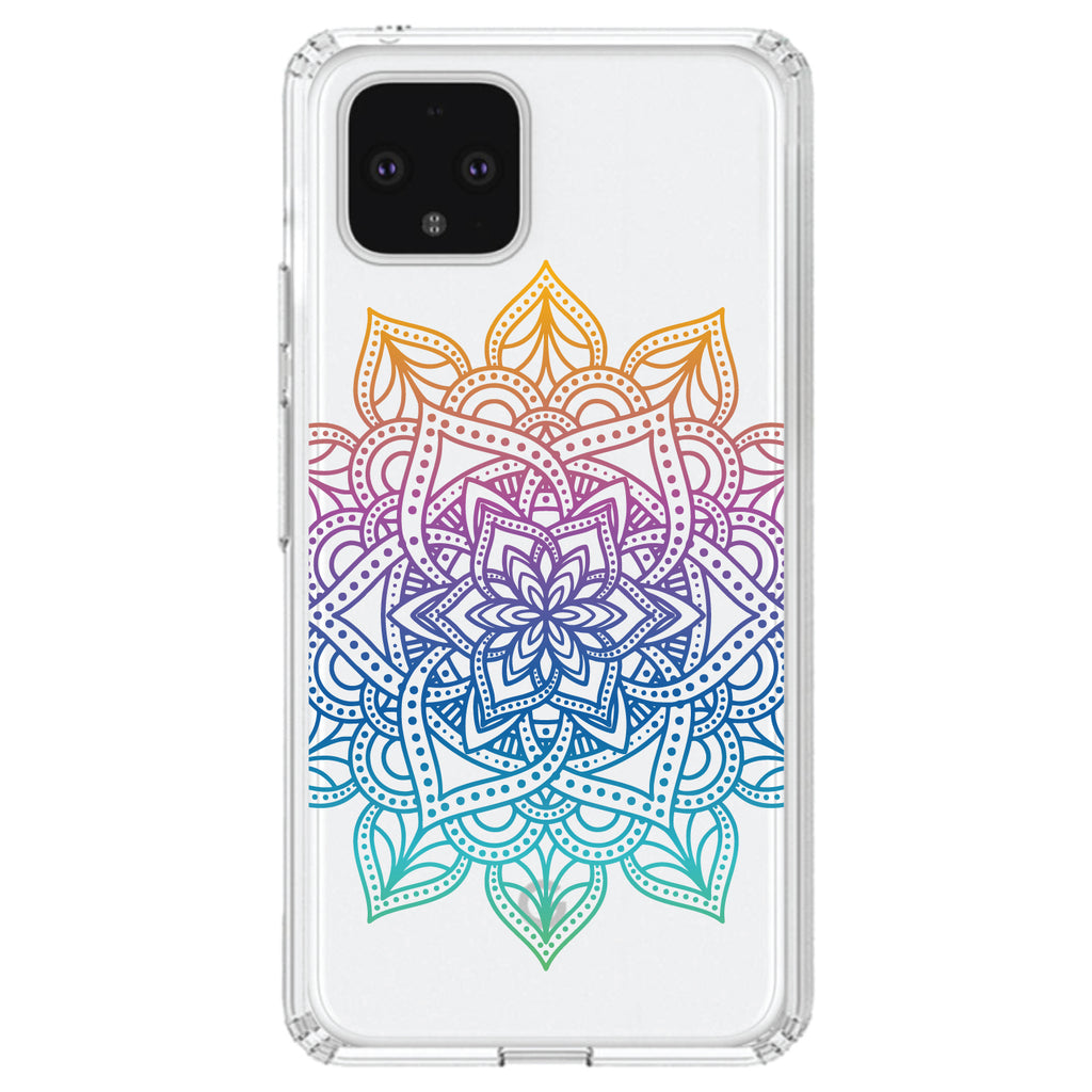 Rainbow Gradient Mandala Clear Shockproof iPhone Case, view 24