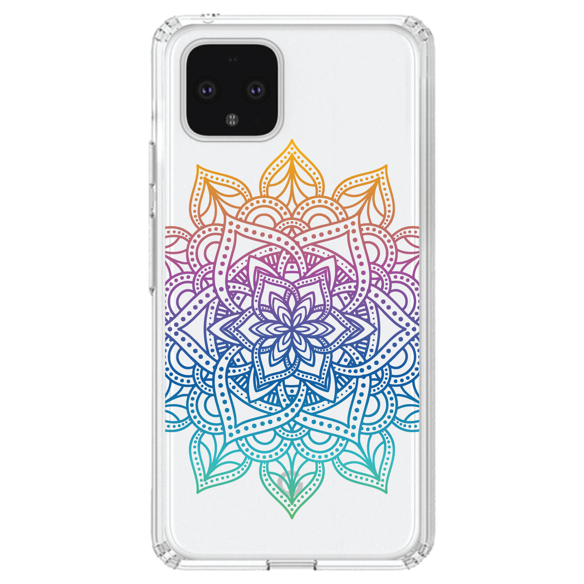 Rainbow Gradient Mandala Clear Shockproof iPhone Case, view 23