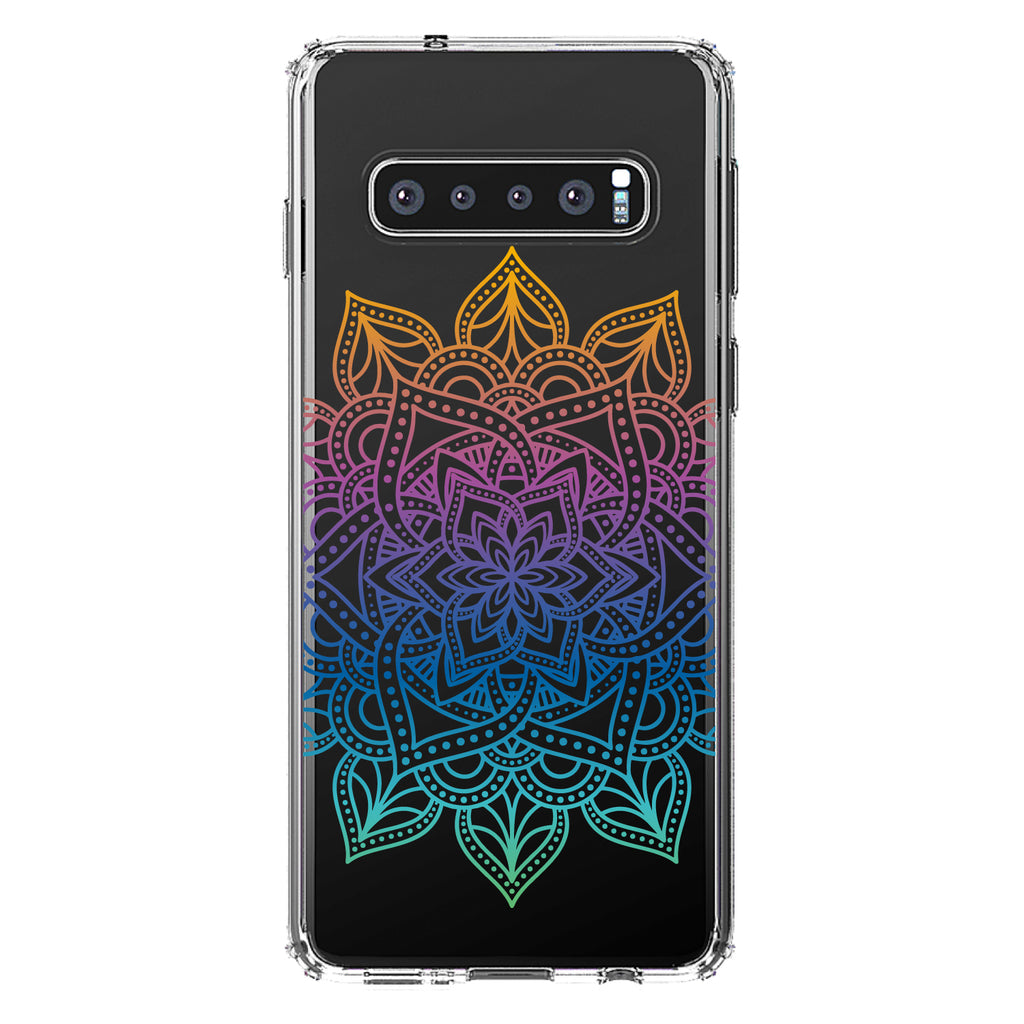 Rainbow Gradient Mandala Clear Shockproof iPhone Case, view 17