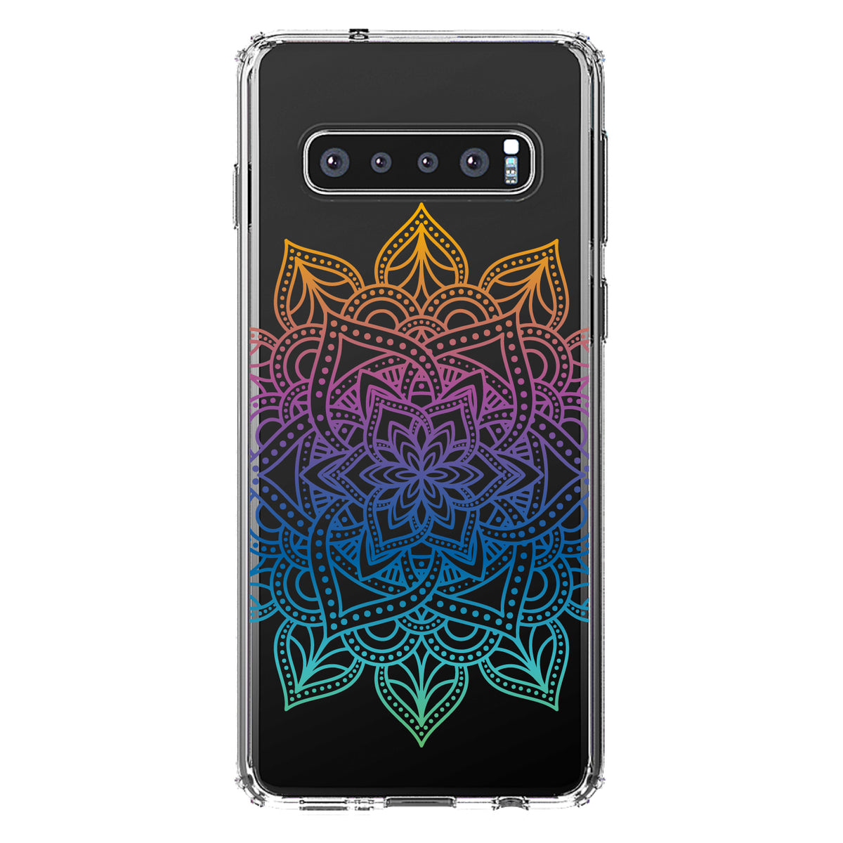 Rainbow Gradient Mandala Clear Shockproof iPhone Case, view 17