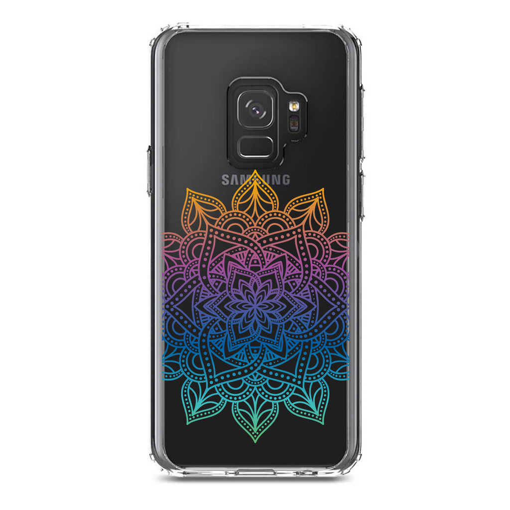 Rainbow Gradient Mandala Clear Shockproof iPhone Case, view 19