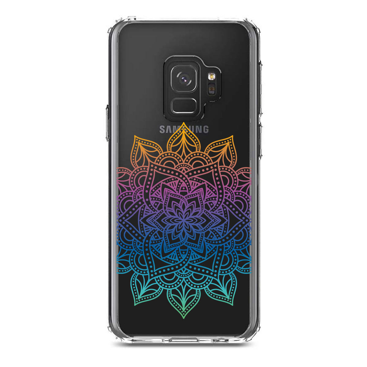 Rainbow Gradient Mandala Clear Shockproof iPhone Case, view 19