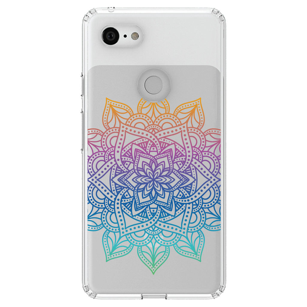 Rainbow Gradient Mandala Clear Shockproof iPhone Case, view 21