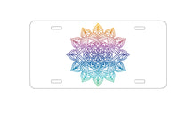 DistinctInk Custom Aluminum Decorative Vanity Front License Plate - Rainbow Gradient Mandala