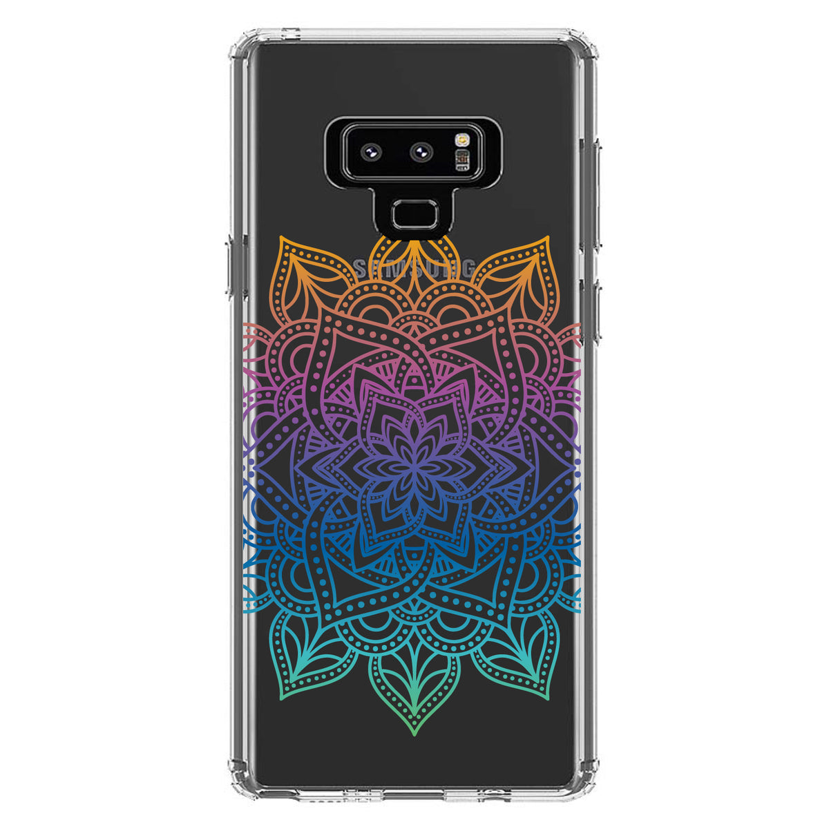 Rainbow Gradient Mandala Clear Shockproof iPhone Case, view 11