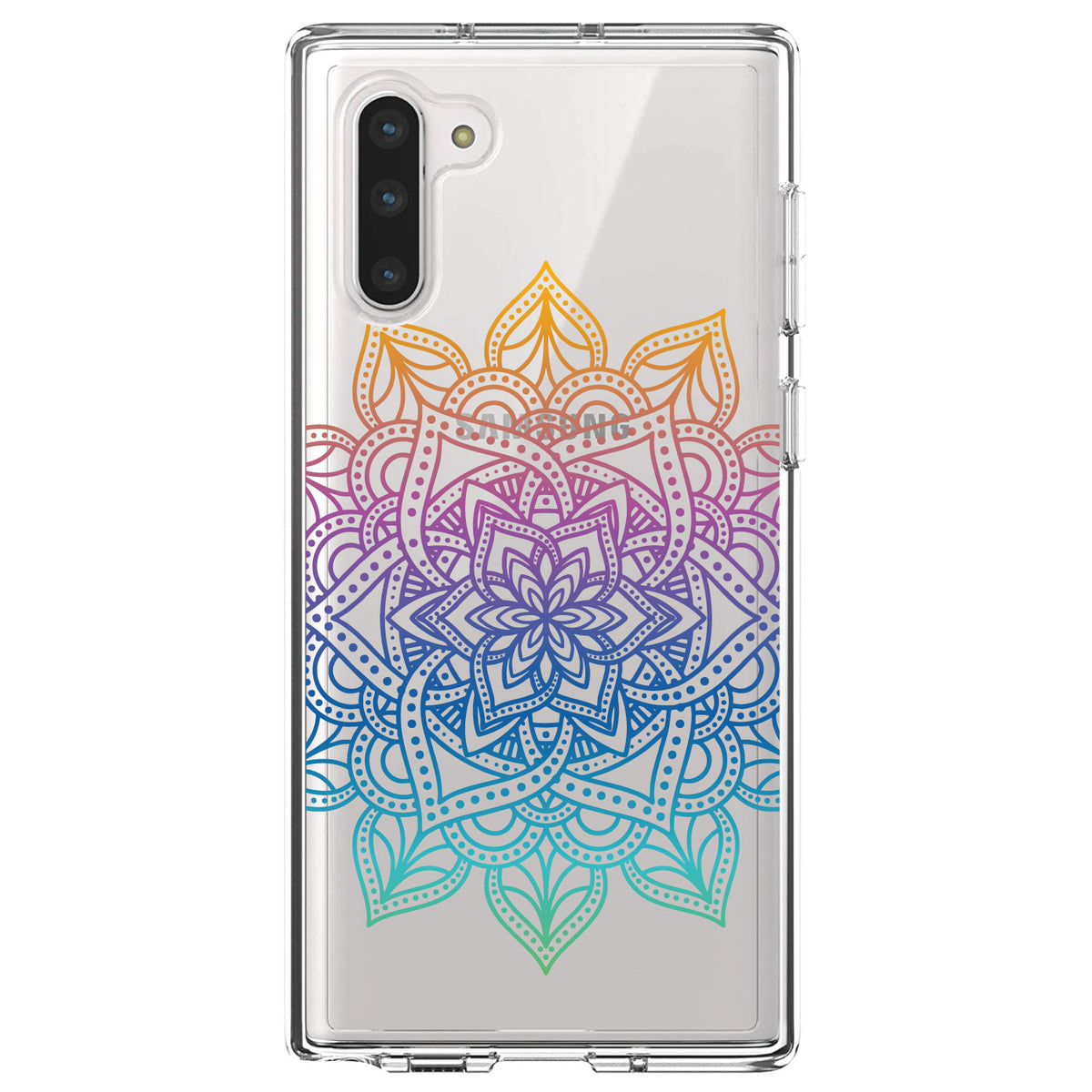 Rainbow Gradient Mandala Clear Shockproof iPhone Case, view 9