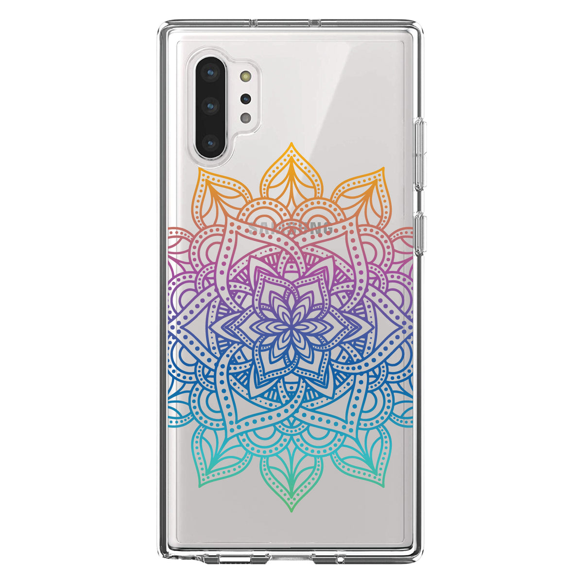 Rainbow Gradient Mandala Clear Shockproof iPhone Case, view 10