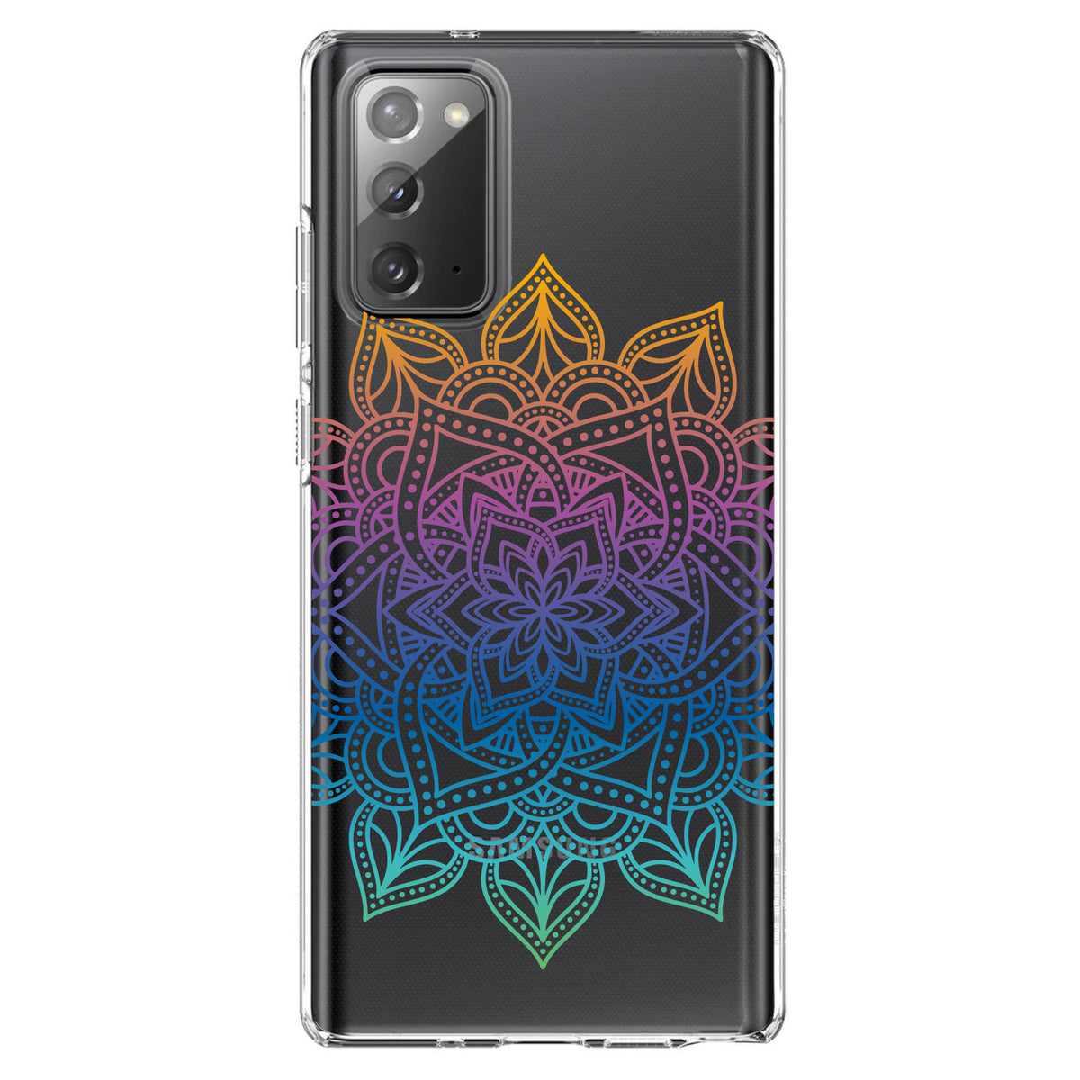 Rainbow Gradient Mandala Clear Shockproof iPhone Case, view 7
