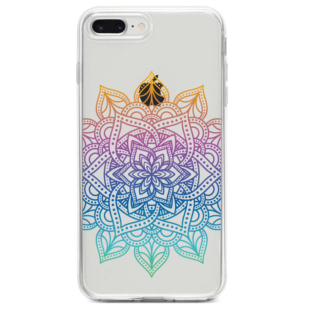 Rainbow Gradient Mandala Clear Shockproof iPhone Case, view 6