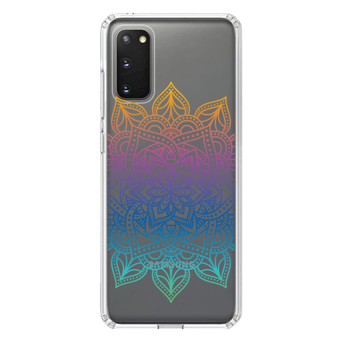 Rainbow Gradient Mandala Clear Shockproof iPhone Case, view 14