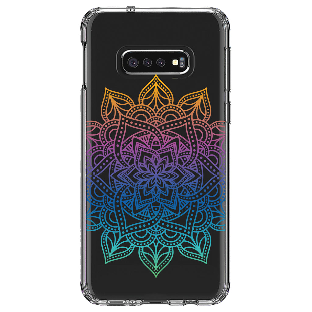 Rainbow Gradient Mandala Clear Shockproof iPhone Case, view 18