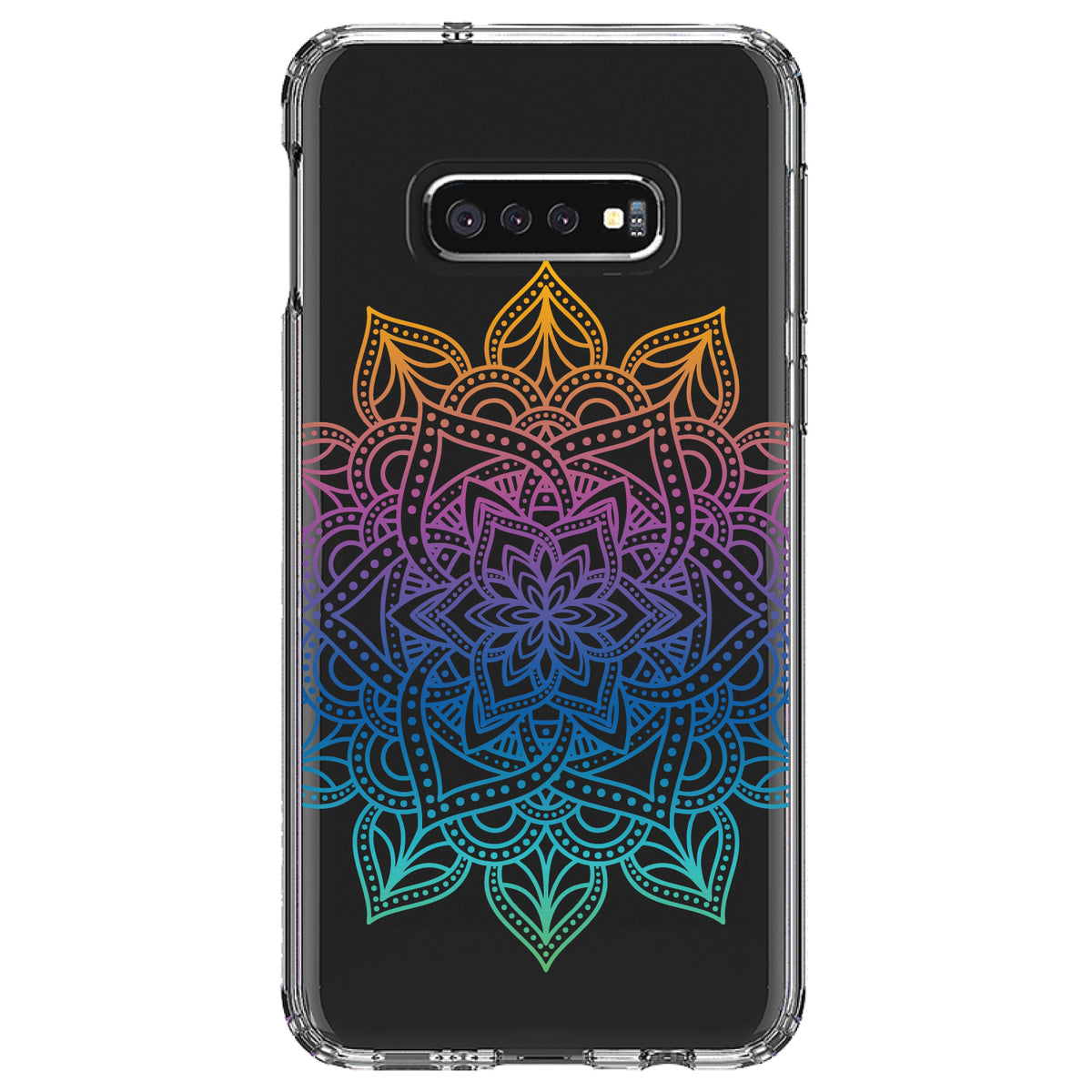 Rainbow Gradient Mandala Clear Shockproof iPhone Case, view 18