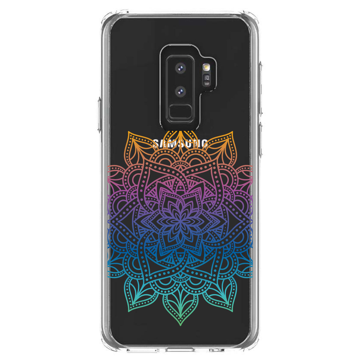 Rainbow Gradient Mandala Clear Shockproof iPhone Case, view 20