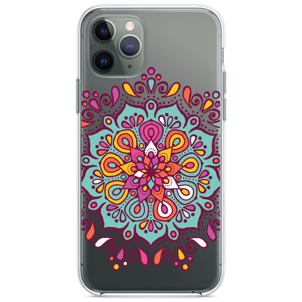 Jewel Tone Mandala Colorful Clear Shockproof iPhone Case